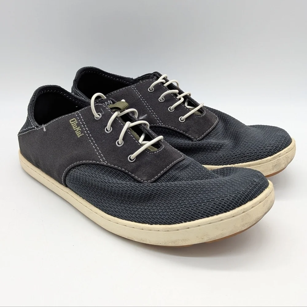 Olukai Nohea Moku Grey Mesh Boat Shoe 8